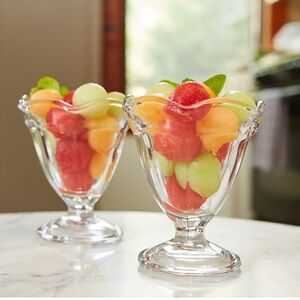 Set of 4 Anchor Hocking Fountain ware Clear Footed Sundae Glasses 4”